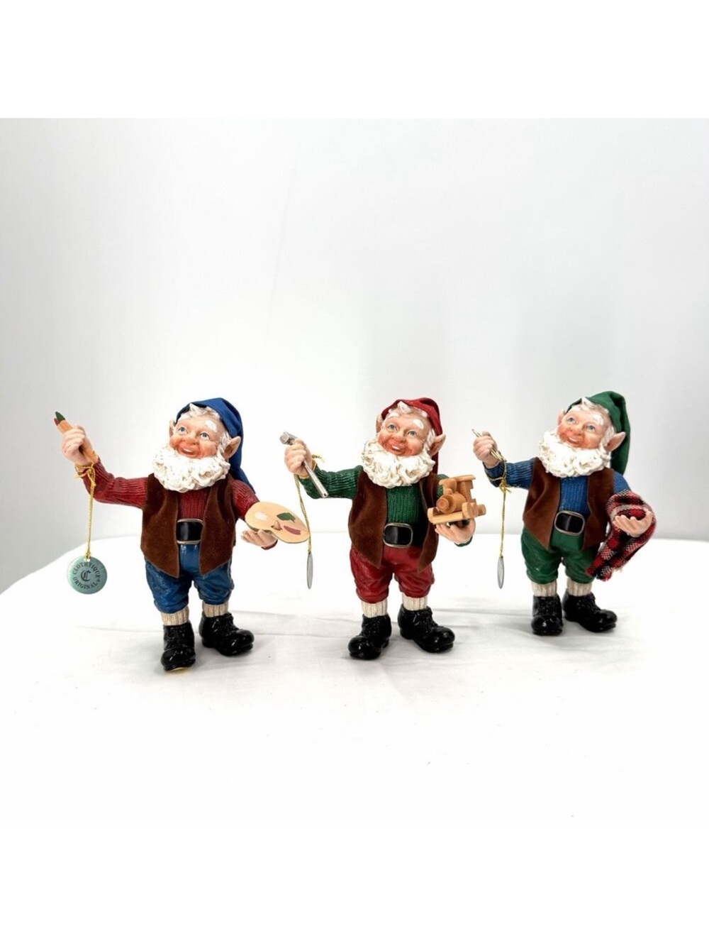 Vintage 93 Possible Dreams Clothtique Christmas Working Elves Figurines Set of 3